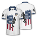 Custom Tennis Player Silhouette American Flag Custom Tennis Shirts For Men