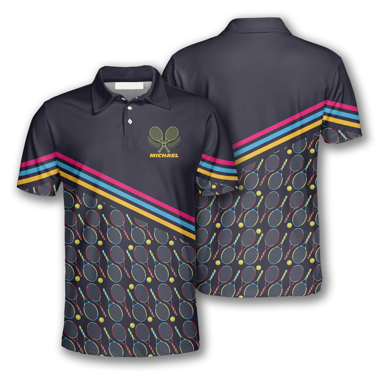 Custom Tennis Seamless Pattern Custom Polo Tennis Shirts for Men