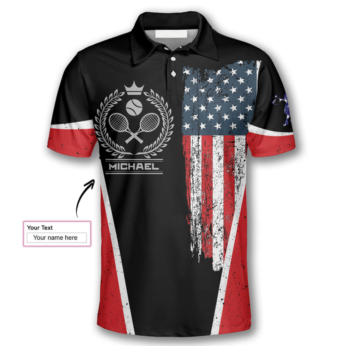 Custom Tennis Usa Flag Emblem Custom Polo Tennis Shirts for Men