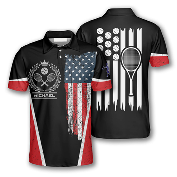 Custom Tennis Usa Flag Emblem Custom Polo Tennis Shirts for Men