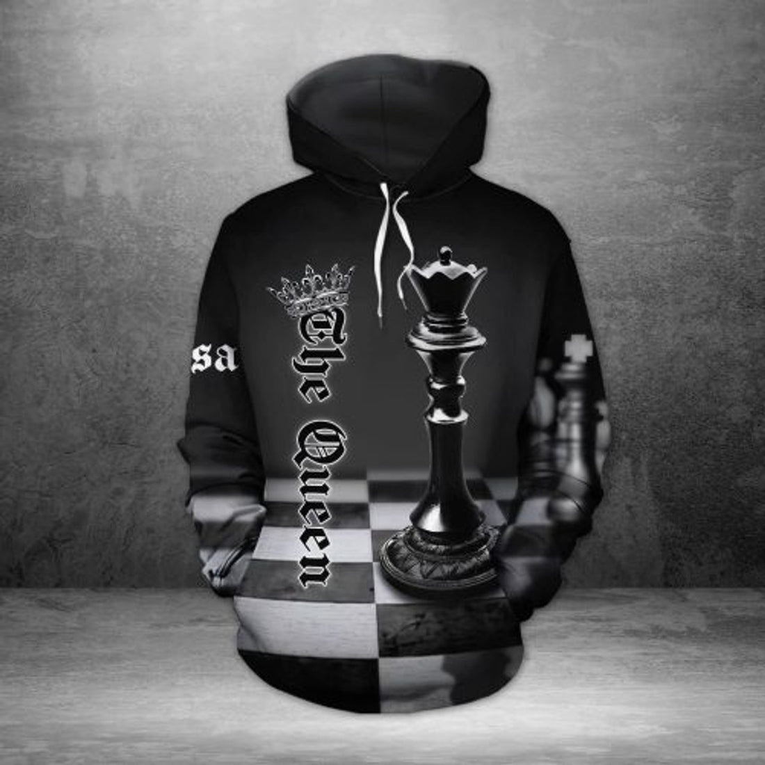 FUNSTUFFPRINT Matching Chess Couple 3D All Over Hoodie King Queen 3D Hoodie and Zip Hoodie