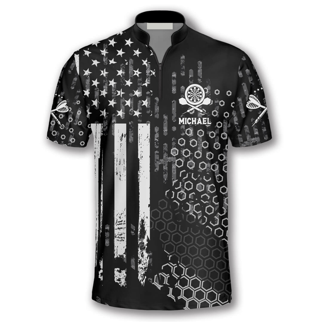 Custom Us Flag Hive Pattern Custom Darts Jerseys for Men, Gift for Dart Lovers