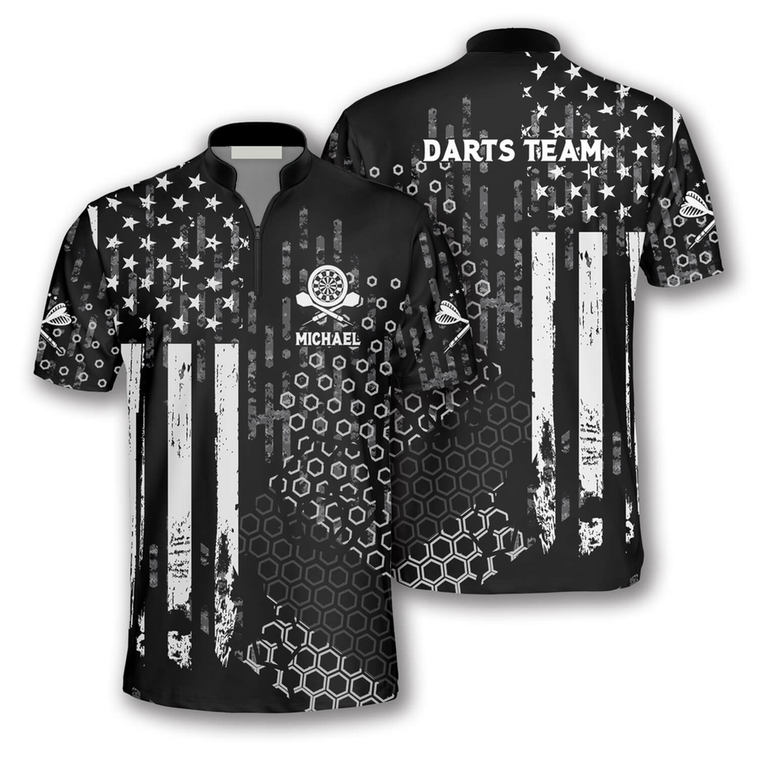 Custom Us Flag Hive Pattern Custom Darts Jerseys for Men, Gift for Dart Lovers