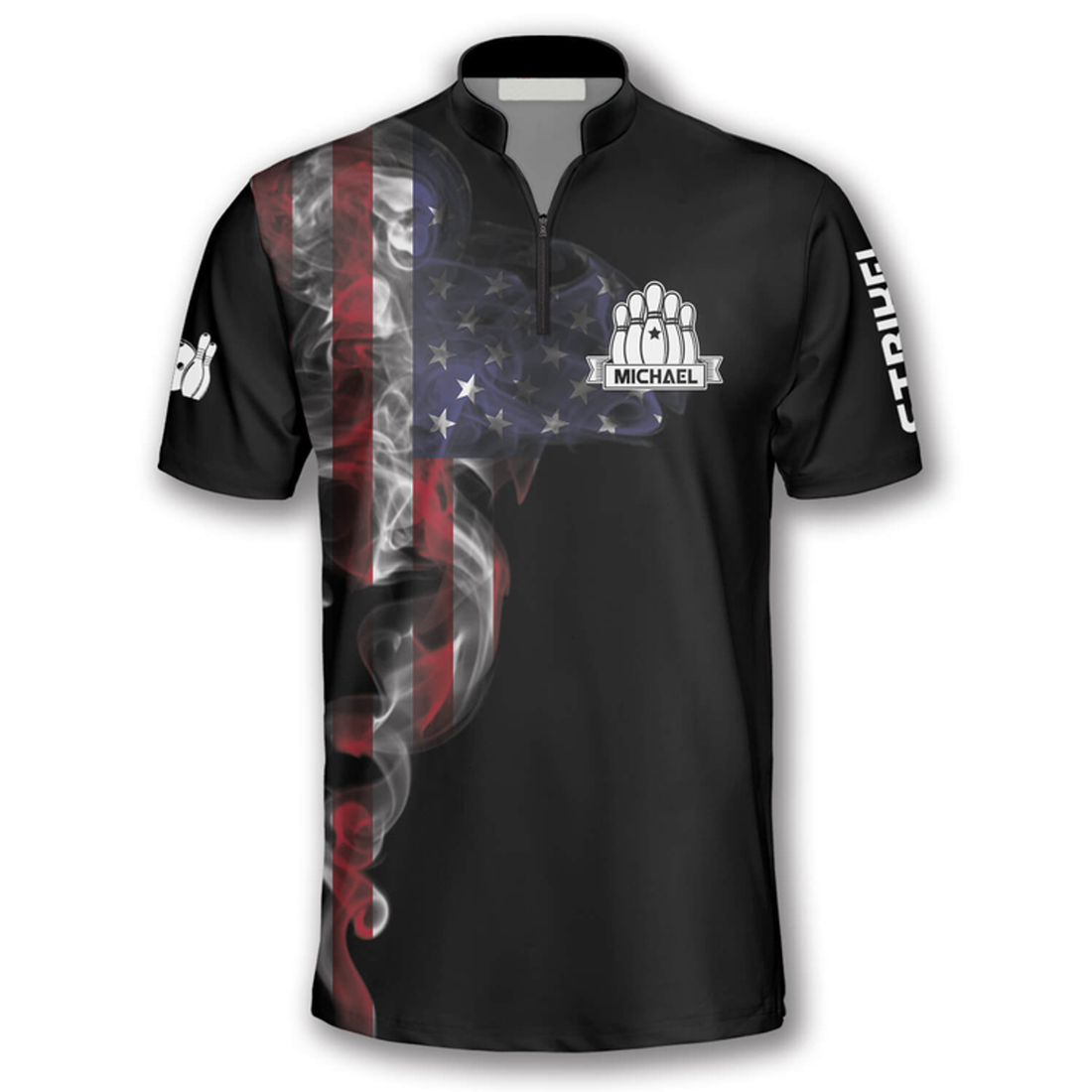 Custom Us Flag Smoke Custom Bowling Jerseys for Men, Uniform Shirt for Bowling Team, Bowler