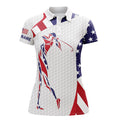 Custom Personalized American Flag Patriot Golf White Womens Golf Polo Shirts Custom Name Golf Gifts