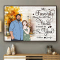 Personalized Couple Fat Funny My Favorite Place In All The World Is Next To You Poster Canvas