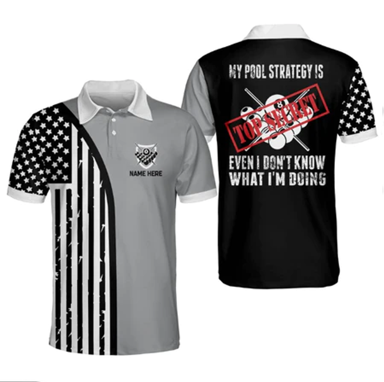Personalized Funny My Pool Strategy is Top Secret Even billiard polo shirt, Pool shirt, Ball shirt, Gift for Billiard team player