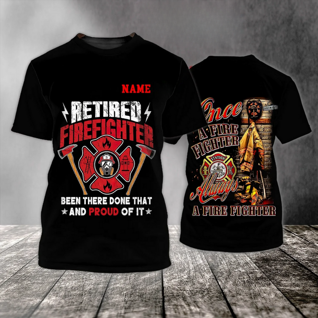 Custom Personalized Name 3D T-Shirt Retired Firefighter, Retirement Gift To Fire Man