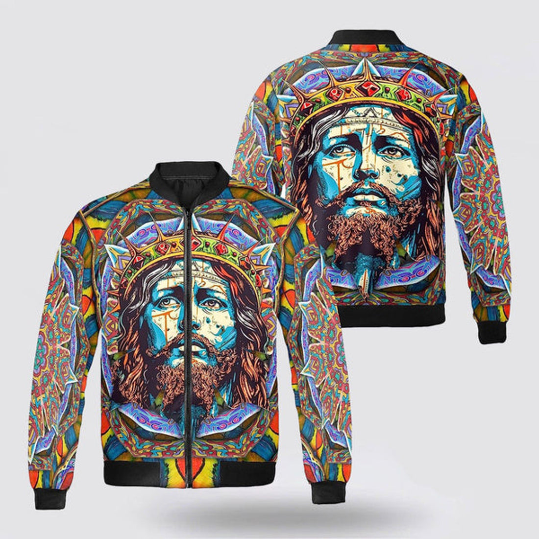 FUNSTUFFPRINT Personalized Name Christian Jesus Christ Bomber Jacket For Men Women 3D Bomber Jacket