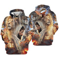 FUNSTUFFPRINT 3D Personalized Name Faith Over Fear Christian Jesus Lion 3D Hoodie and Zip Hoodie