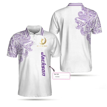 Personalized Golden Your Hole Is My Goal Custom Polo Shirt, Golden Golfer Purple Golf Shirt For Men