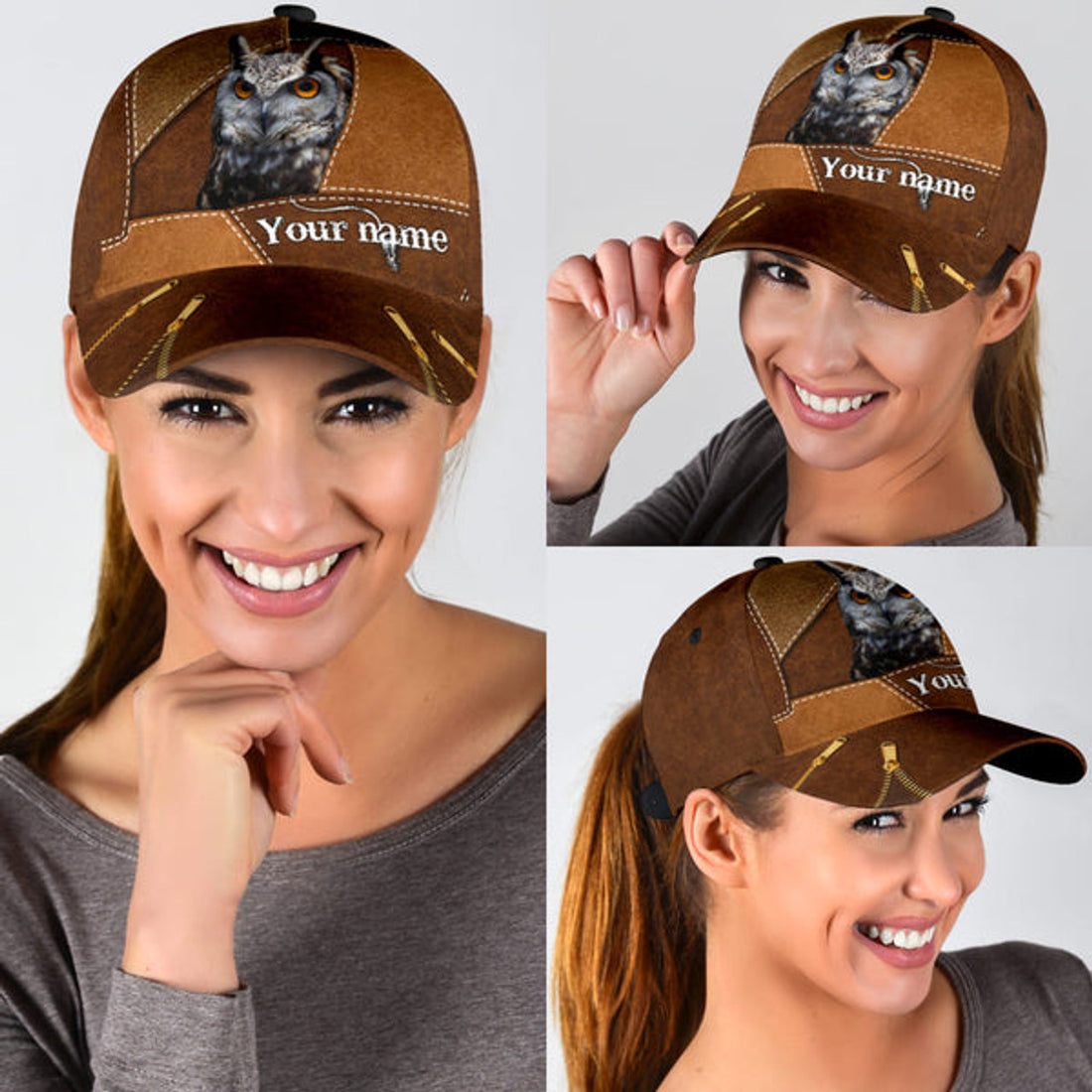 FUNSTUFFPRINT Personalized 3D Classic Cap Hat For Hunter - Baseball Owl Hunting Cap Hat For Grandpa Dad