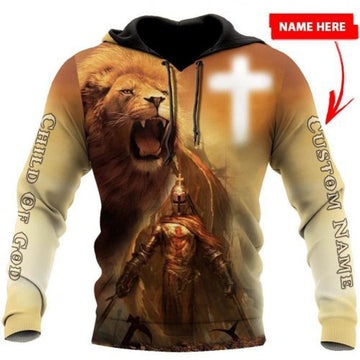 FUNSTUFFPRINT Personalized Christian 3D All Over Hoodie Child Of God Warrior 3D Hoodie and Zip Hoodie