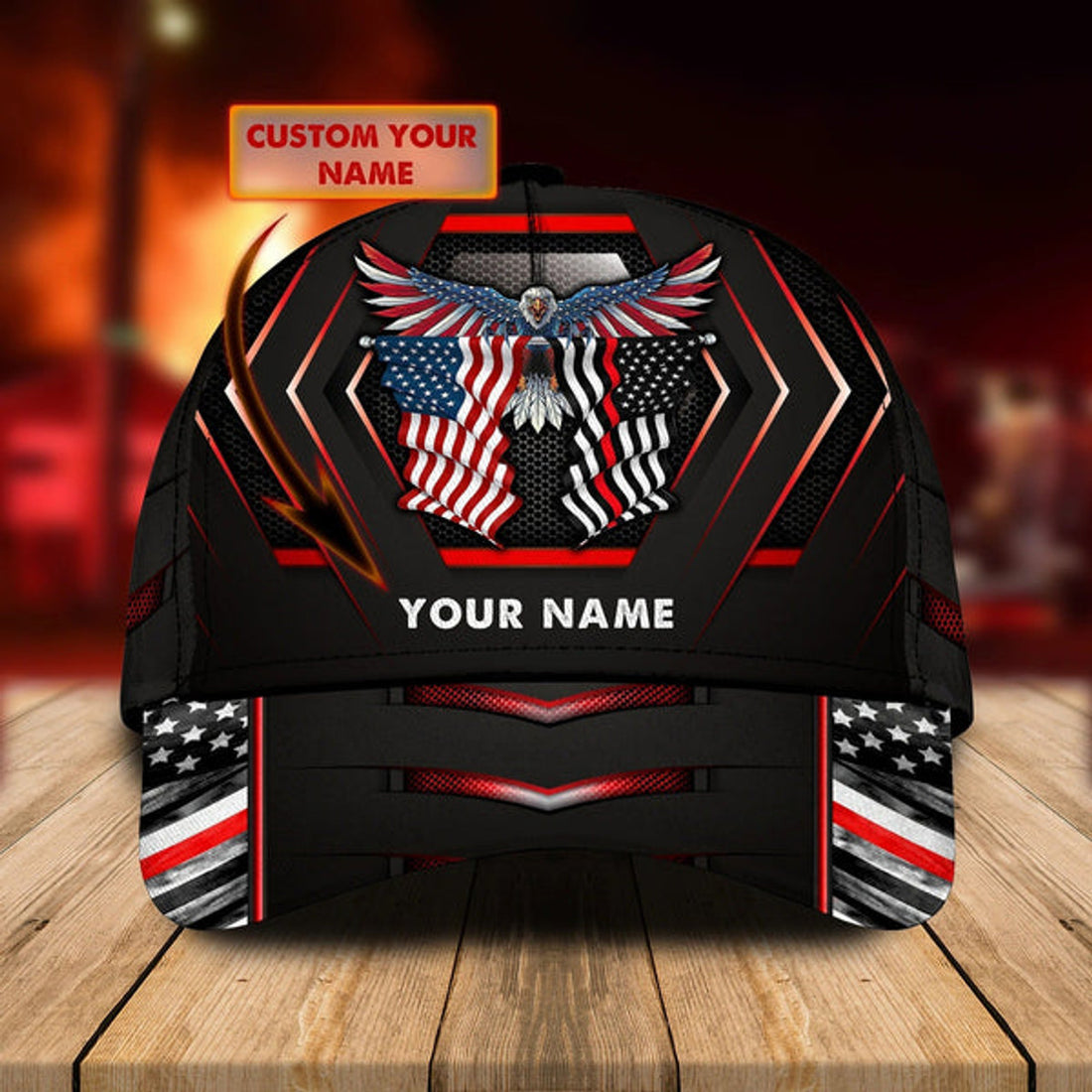 FUNSTUFFPRINT Personalized Classic Cap Firefighter Eagle For Men And Woman - Baseball 3D Firefighter Cap Hat