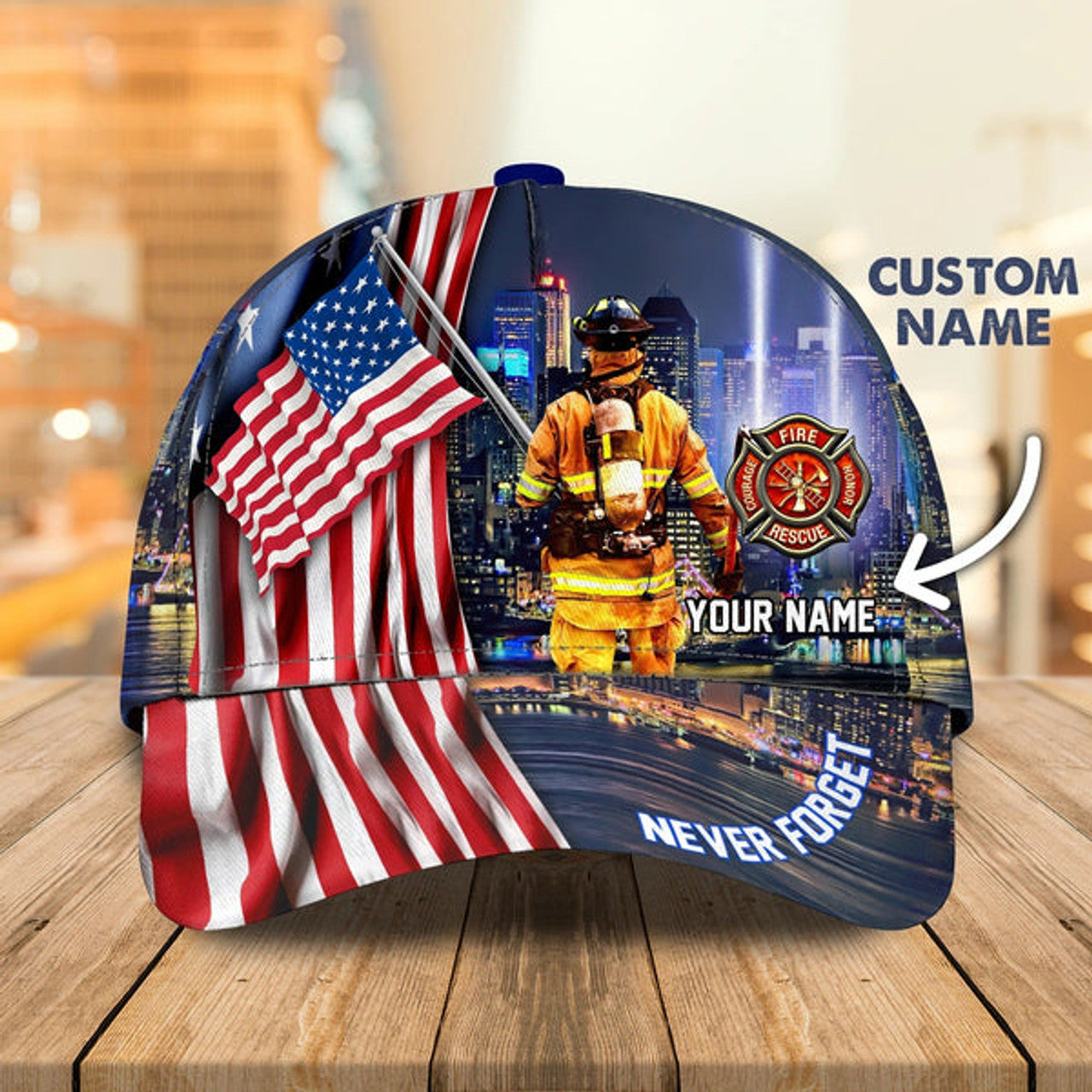 FUNSTUFFPRINT Personalized Classic Cap Firefighter Eagle For Men And Woman - Baseball 3D Firefighter Cap Hat