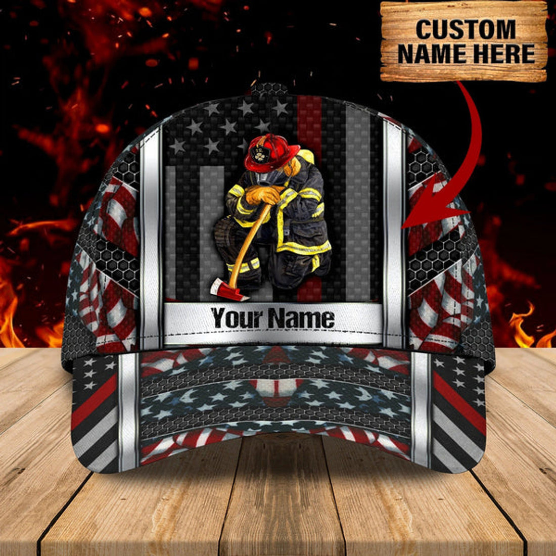 FUNSTUFFPRINT Personalized Classic Cap Firefighter Eagle For Men And Woman - Baseball 3D Firefighter Cap Hat