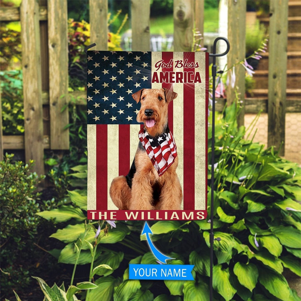 Personalized Dog Flags, Airedale Terrier God Bless America Flag, Dog Flag For House, Garden Flags Dogs, Dog House Flags