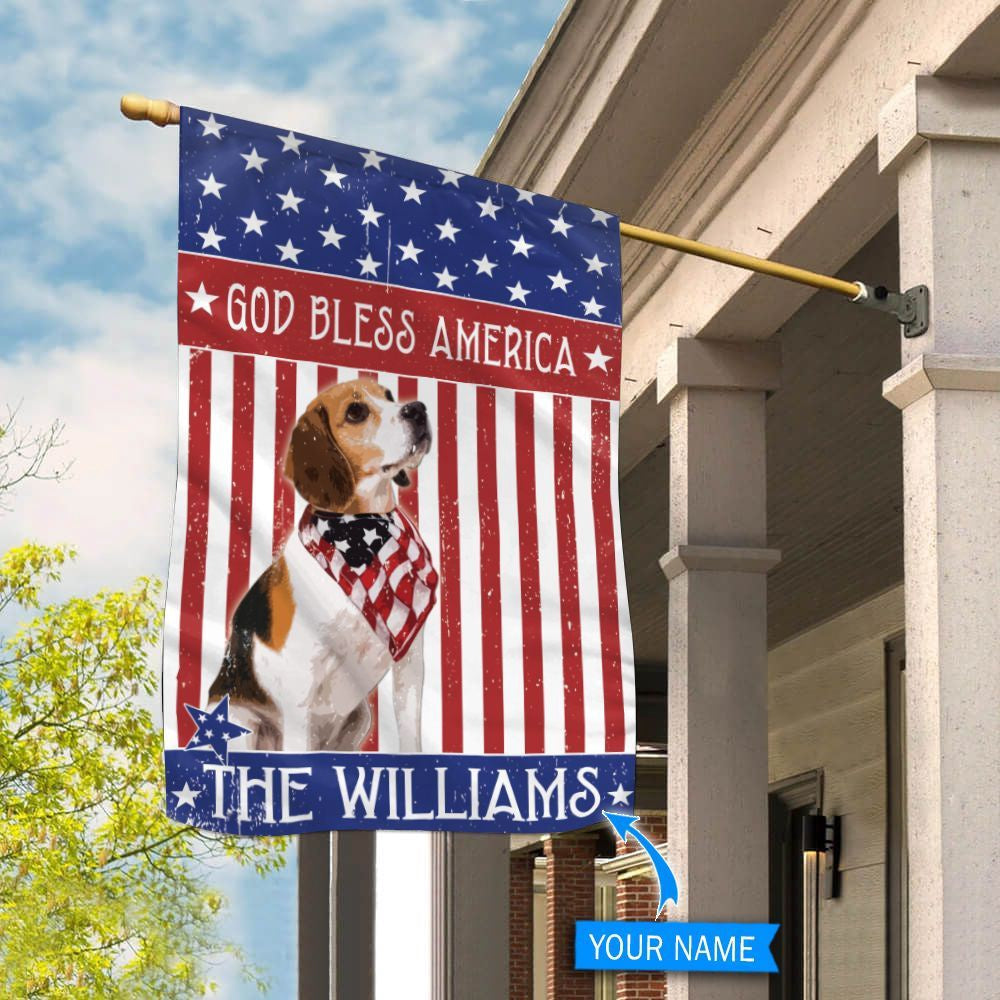 Personalized Dog Flags, Beagle God Bless America Flag, Garden Flags Dogs, Dog House Flags