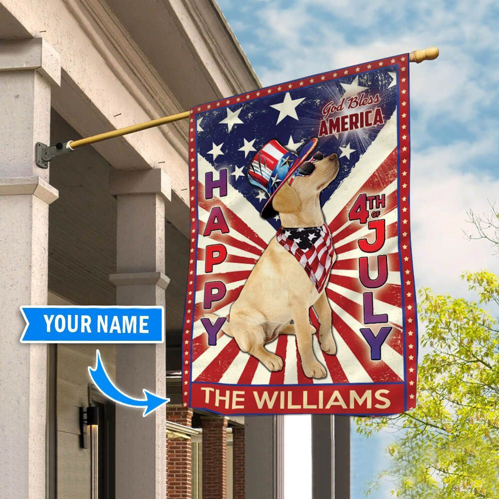 Personalized Dog Flags, Labrador Retriever God Bless America, 4th Of July Flag, Garden Flags Dogs, Dog House Flags