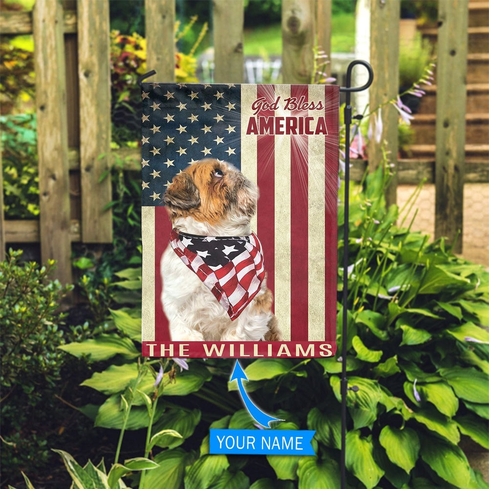 Personalized Dog Flags, Shih Tzu God Bless America Flag, Garden Flags Dogs, Dog House Flags