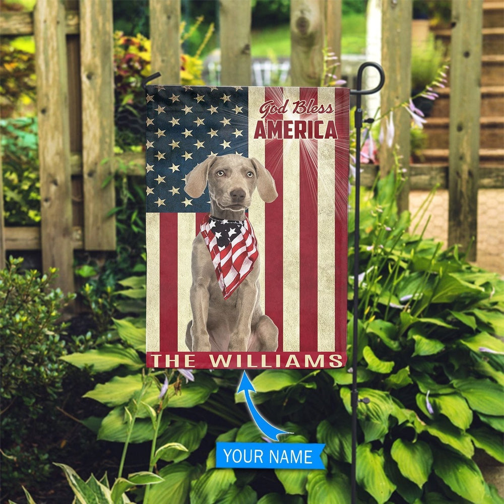 Personalized Dog Flags, Weimaraner God Bless America Flag, American Flag Dog, Garden Flags Dogs, Dog House Flags