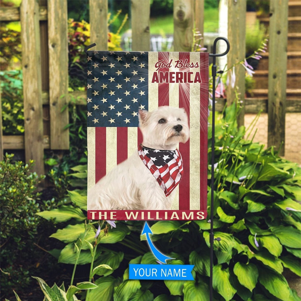 Personalized Dog Flags, West Highland White Terrier God Bless America Flag, Garden Flags Dogs, Dog House Flags