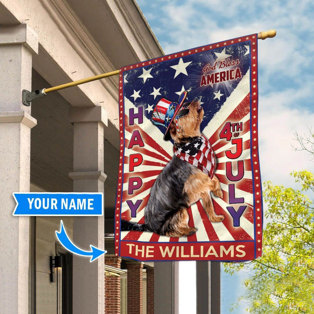Personalized Dog Flags, Yorkshire Terrier God Bless America, 4th Of July Flag, Garden Flags Dogs, Dog House Flags
