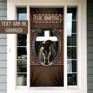 Personalized Jesus And Black Horse Door Cover, Christian Door Decor, Door Christian Church, Christian Door Plaques