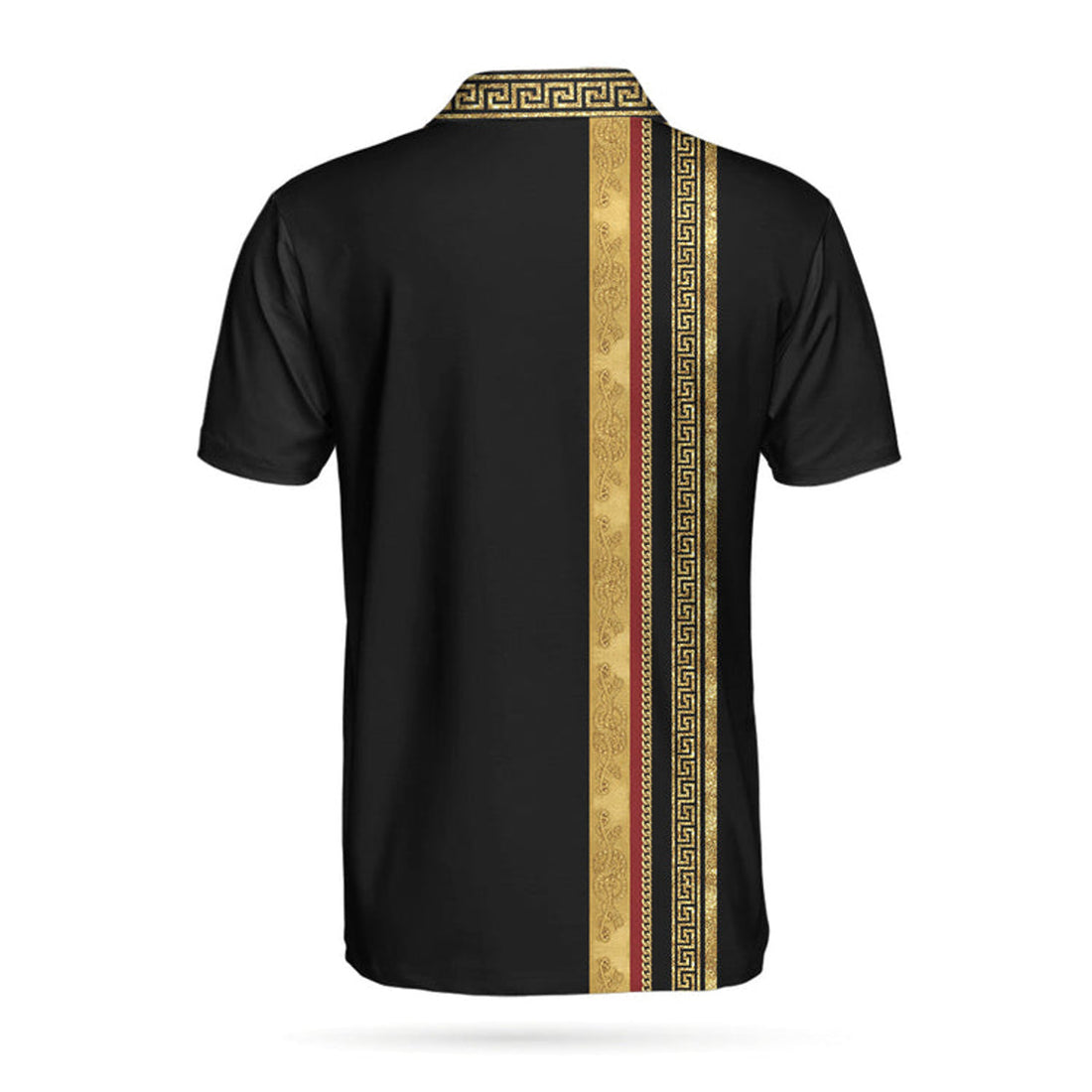 Golf Crusader King Luxury Baroque Pattern Golf Polo Shirt, Elegant Black Golfing Polo Shirt, Best Golf Shirt For Men