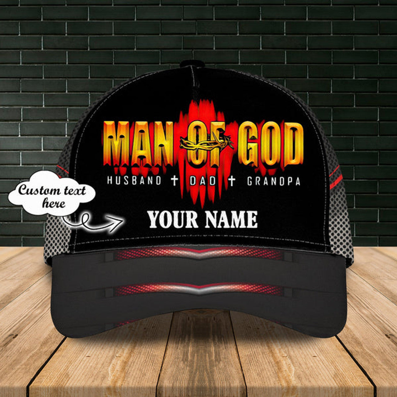 FUNSTUFFPRINT Personalized Man Of God Cap Hat - 3D Baseball Cap Hat For Father - Classic Dad Cap - Dad Hat