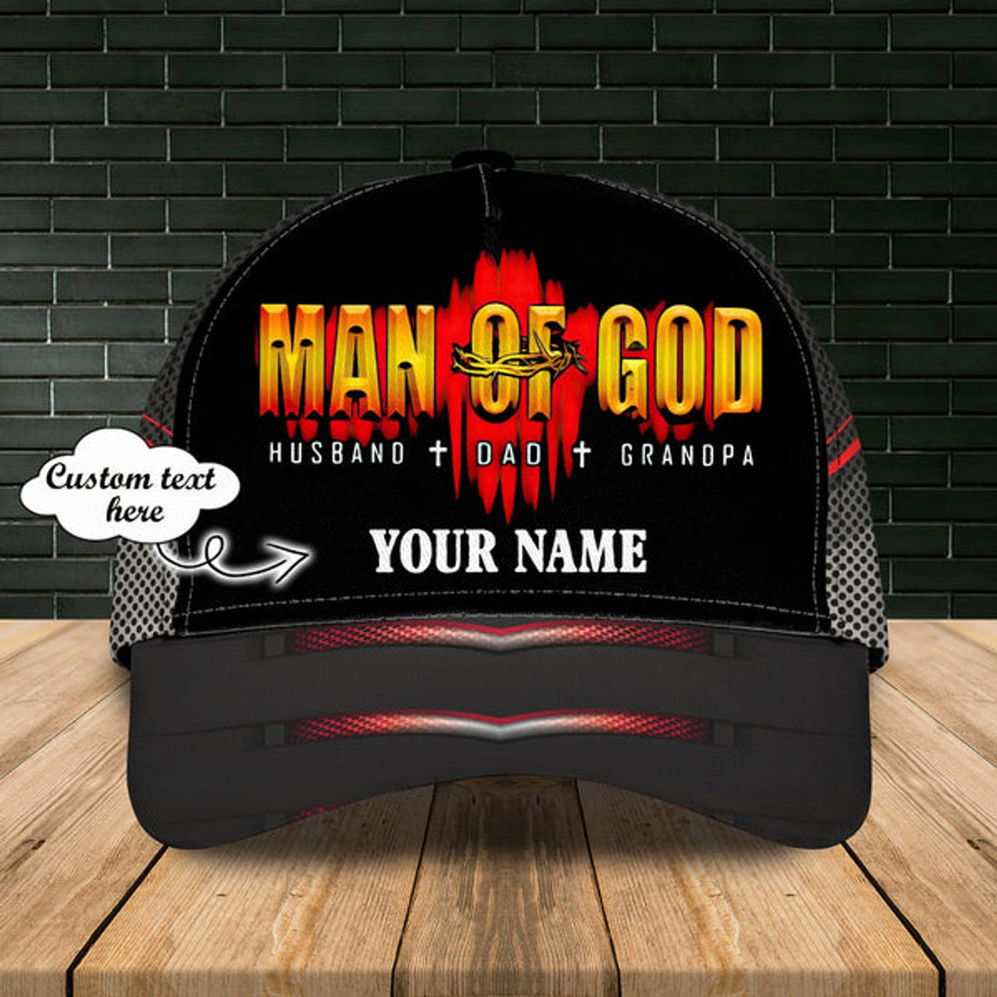 FUNSTUFFPRINT Personalized Man Of God Cap Hat - 3D Baseball Cap Hat For Father - Classic Dad Cap - Dad Hat