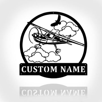 Personalized Metal Monogram Sign, Airplane Metal Wall Art, Pilot Name Sign, Airplane Home Decor
