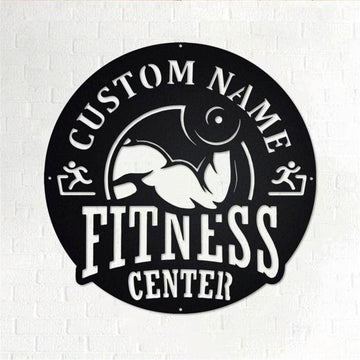 Personalized Metal Monogram Sign, Fitness Center Gym Metal Wall Art, Gymer Name Sign, Gym Metal Home Decor