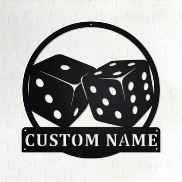 Personalized Metal Monogram Sign, Game Dice Metal Wall Art, Game Dice Name Sign, Game Dice Metal Home Decor