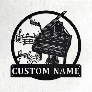 Personalized Metal Monogram Sign, Harpsichord Musical Instrument Metal Wall Art, Harpsichord Name Sign,