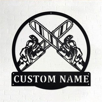 Personalized Metal Monogram Sign, Logging Chainsaw Metal Wall Art, Logger Name Sign, Logging Metal Home Decor