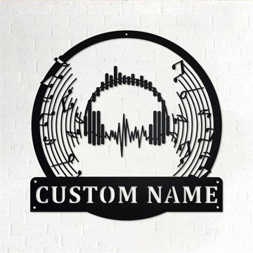 Personalized Metal Monogram Sign, Music Headphone Metal Wall Art, Music Headphone Name Sign, Music Headphone Metal Home Decor