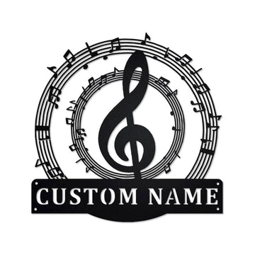 Personalized Metal Monogram Sign, Music Notes Metal Sign, Music Teacher Metal Wall Art, Music Notes Metal Wall Decor, Music Teacher Gift