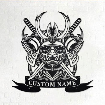Personalized Metal Monogram Sign, The Blackout Samurai Metal Wall Art, Samurai Name Sign, Samurai Home Decor