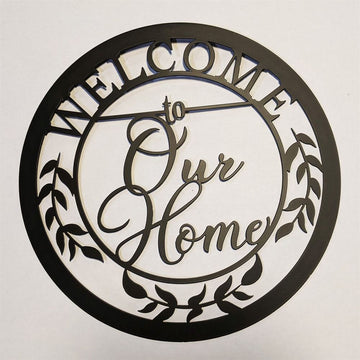 Personalized Metal Monogram Sign, Welcome To Our Home Round Metal Sign, Steel Wall Art Home Decor, Housewarming Gift