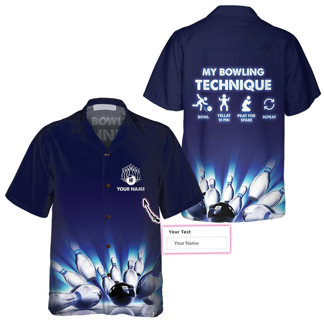 Custom My Bowling Technique Custom Hawaiian Shirt, Personalized Bowling Shirt For Men & Women