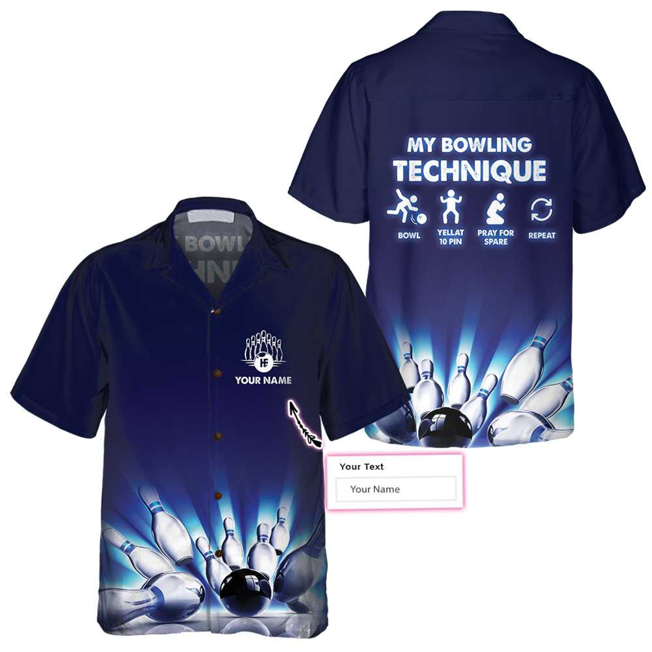Custom My Bowling Technique Custom Hawaiian Shirt, Personalized Bowling Shirt For Men & Women