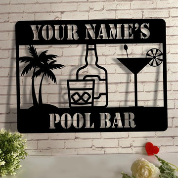 Personalized Pool Bar Metal Signs, Outdoor Tiki Bar Sign, Beach Sign, Metal Bar Sign, Pool Bar Drink Sign, Home Bar Sign