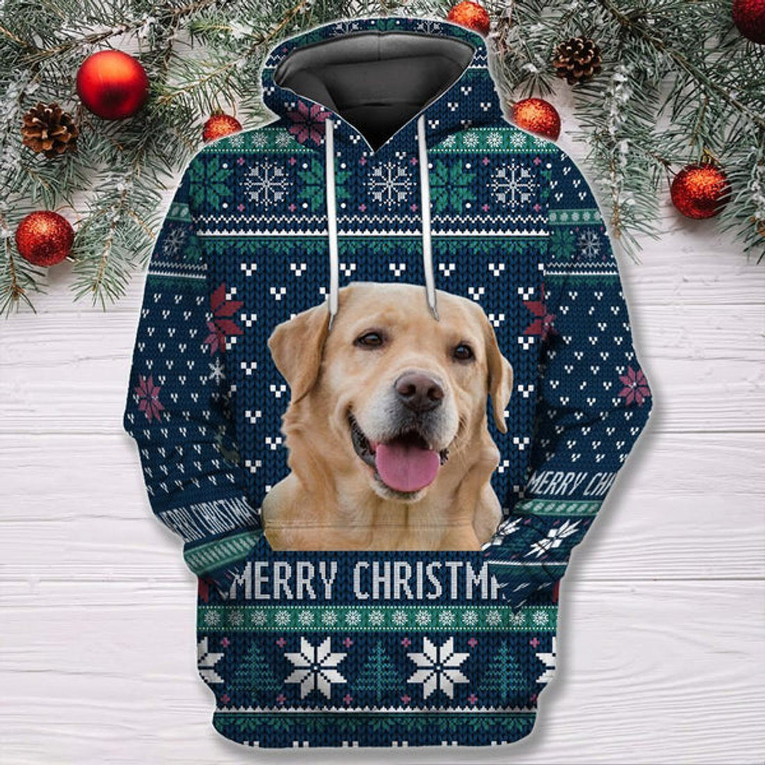 FUNSTUFFPRINT 3D Pet Mery Christmas All Over 3D Hoodie and Zip Hoodie