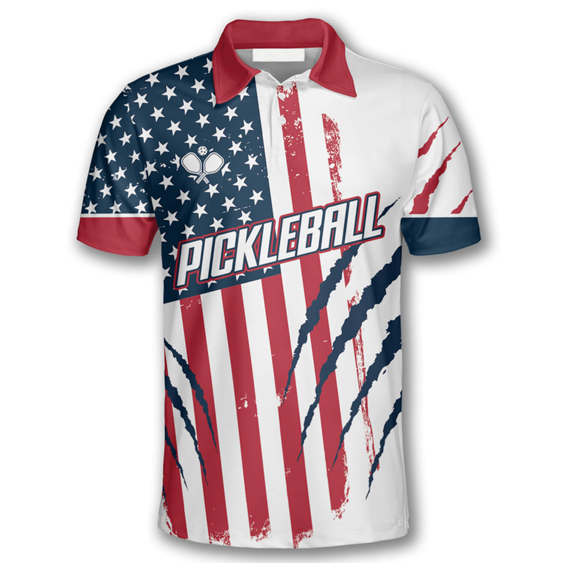 Custom Eagle Scratches American Flag Custom Pickleball Shirts For Men