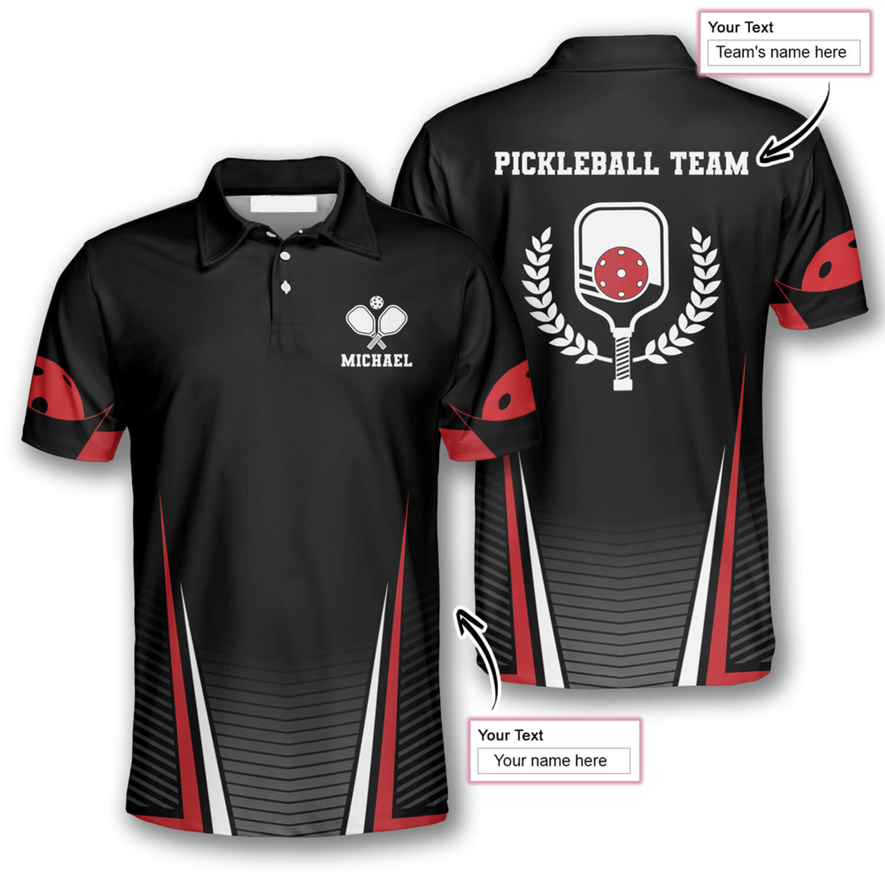 Custom Red Black Blue Sport Style Custom Pickleball Shirts For Men