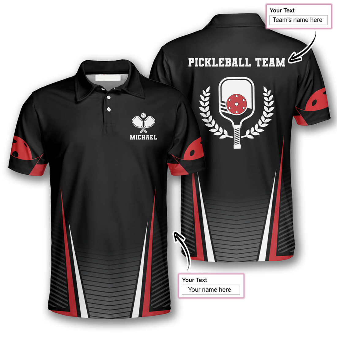 Custom Red Black Blue Sport Style Custom Pickleball Shirts For Men