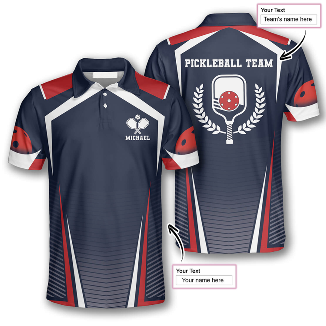 Custom Red Black Blue Sport Style Custom Pickleball Shirts For Men