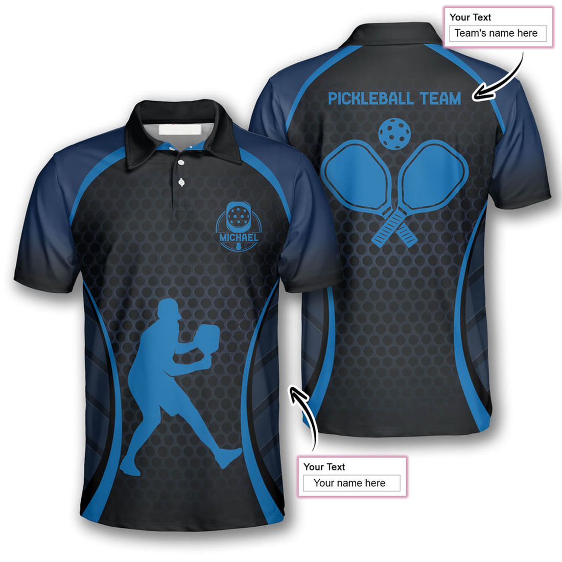 Custom Blue Honeycomb Custom Pickleball Shirts For Men