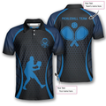 Custom Blue Honeycomb Custom Pickleball Shirts For Men